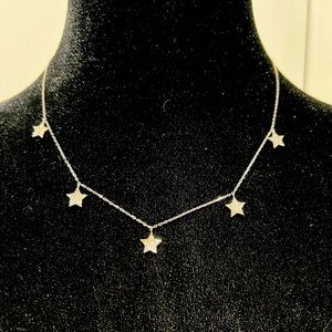 Diamonique CZ Star Motif Station Necklace in 925 Sterling Silver
